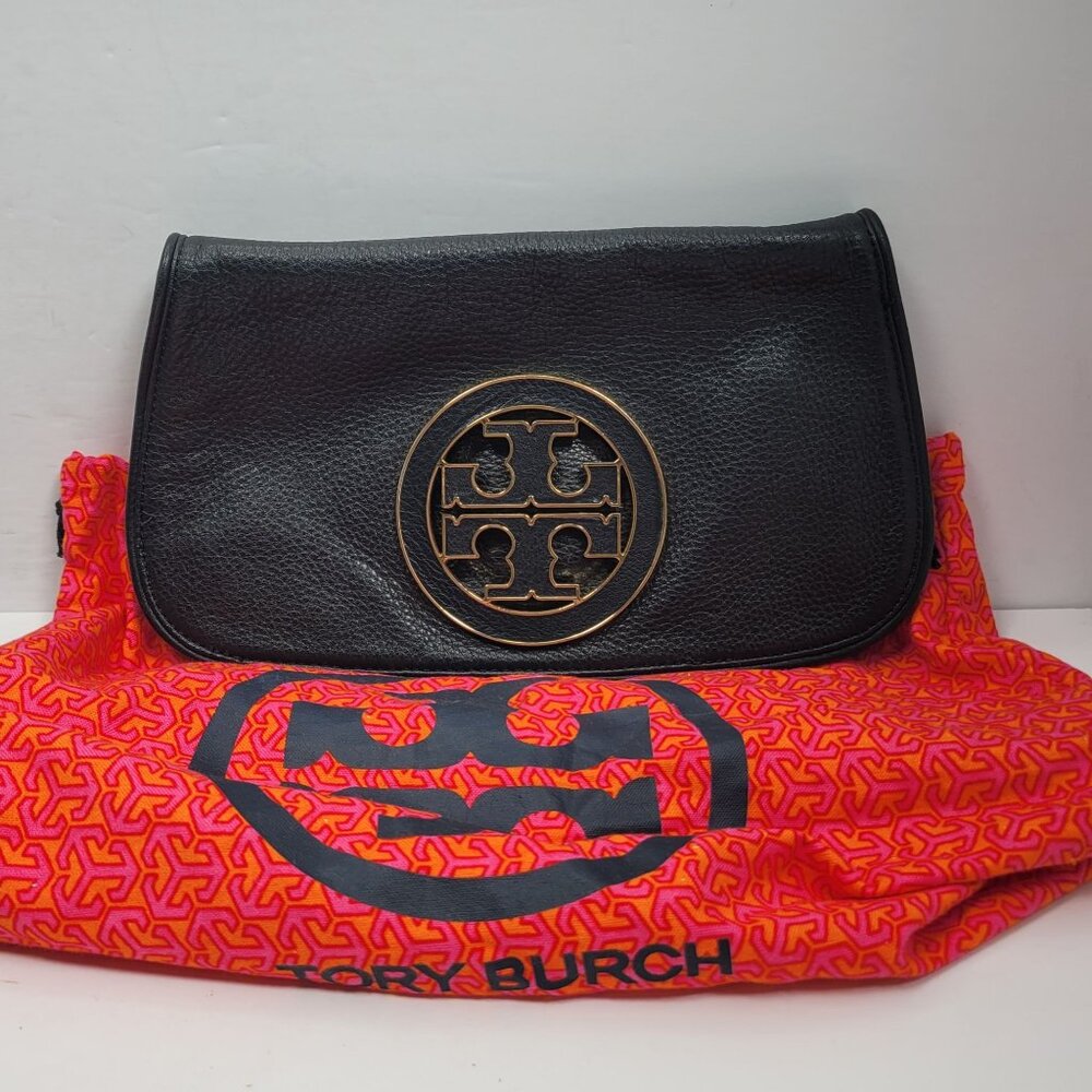 Tory Burch  Amanda Women's Black Leather Clutch Crossbody Bag